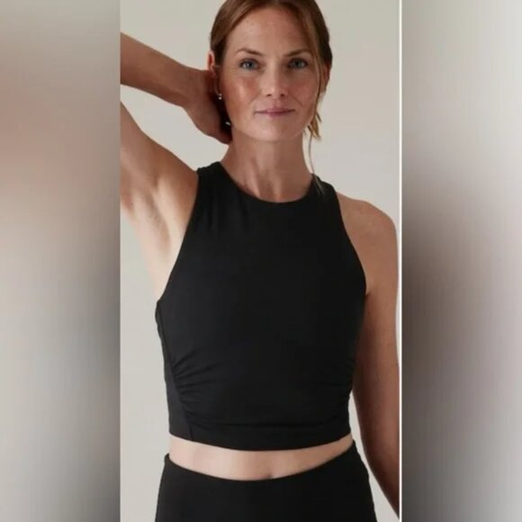 Athleta Conscious Twist Crop Top Sports Bra Black Size Small - Picture 2 of 6
